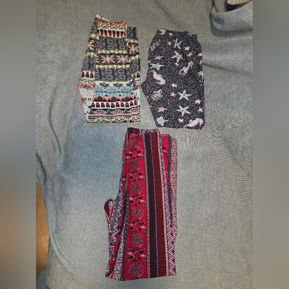 Colorful Patterned Leggings---3 Pairs